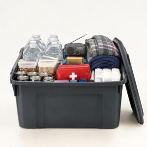 Family preparedness kit, packed bin