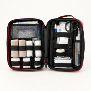 Comprehensive first aid and trauma kit, open case