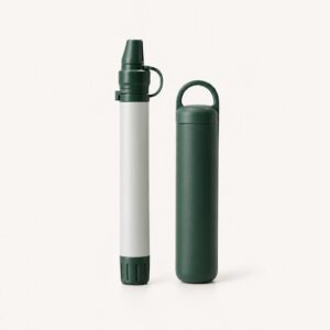 Portable water filter straw for emergency drinking water