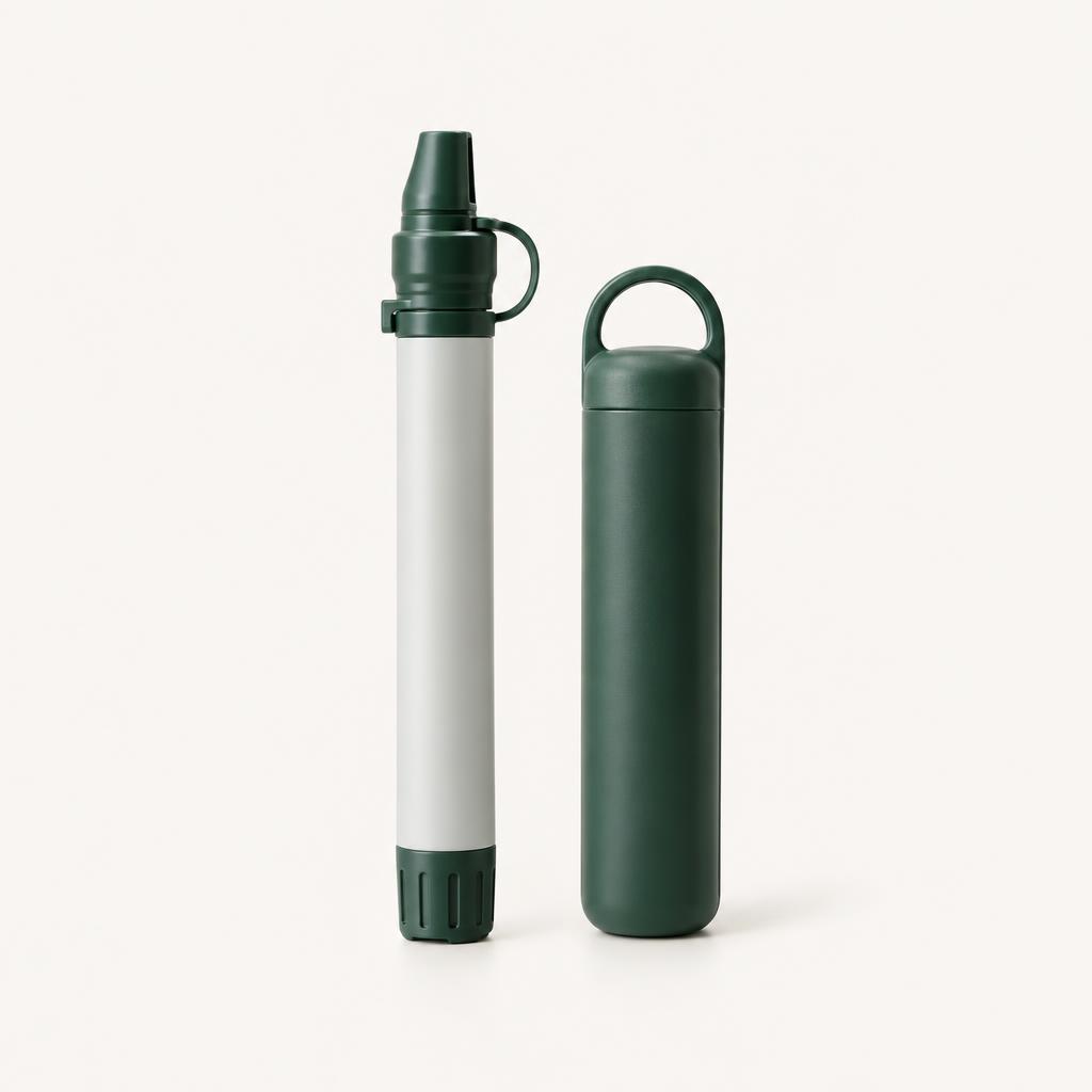 Portable water filter straw for emergency drinking water